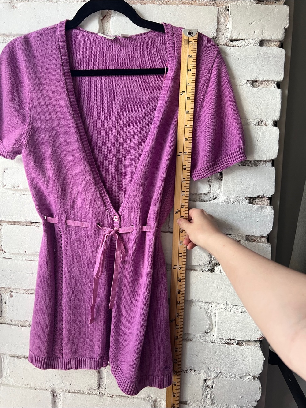 ESPIRIT Purple Button-Up t shirt knit sweater with tie detail - made in turkey - Picture 5 of 6